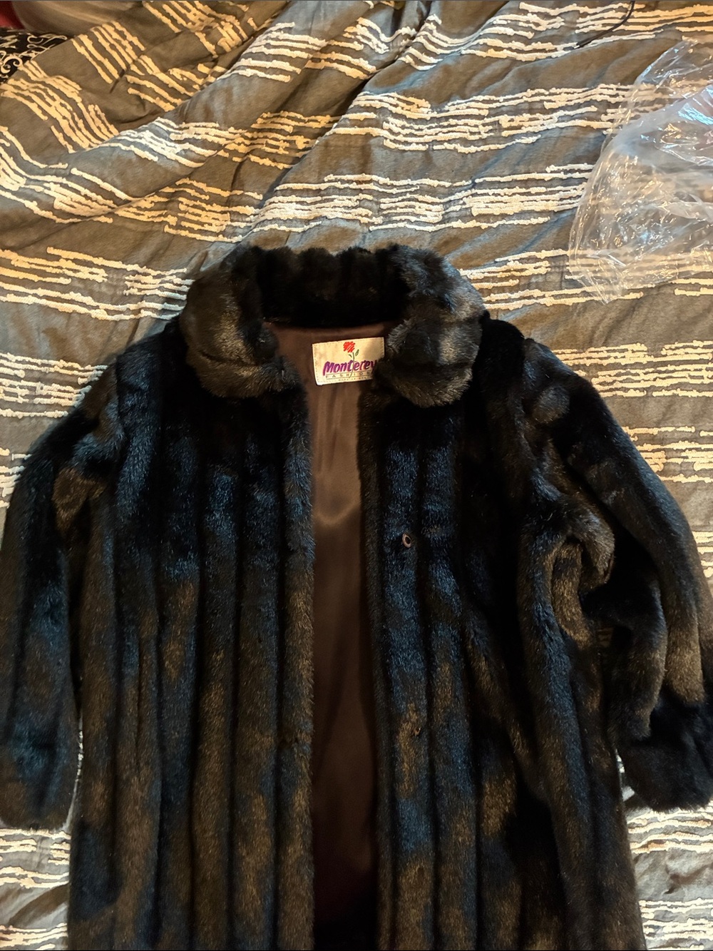Monterey Black Faux Fur Pea Coat - Women's Luxurious Jacket